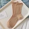 Solid Color Women’s Cotton Mid-Calf Socks - Japanese Rolled Edge for Spring & Autumn, Ruched Style, Versatile.
