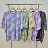 Damen T-Shirt Shorts Anzug Set Lässiges Batik Muster Lockeres T-Shirt und Weite Mittellange Shorts Mit Taschen Damen Weiche Sommer Shorts Sets