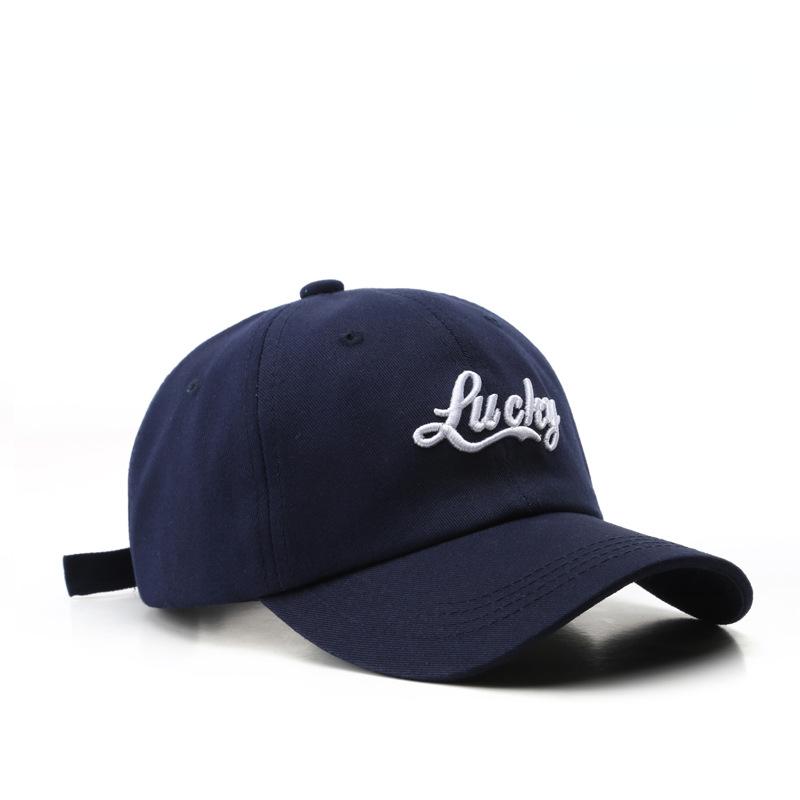 Lucky Embroidery Casual Baseball Cap Solid Color Simple Dad Hat Unisex Sun Hats For Women Men