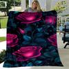 1pc Rose Printing Lightweight Flannel Blanket, Comfortable and Warm Blanket, for Camping Sofa Bed and Couch Office, Suitable for Gift Blanket