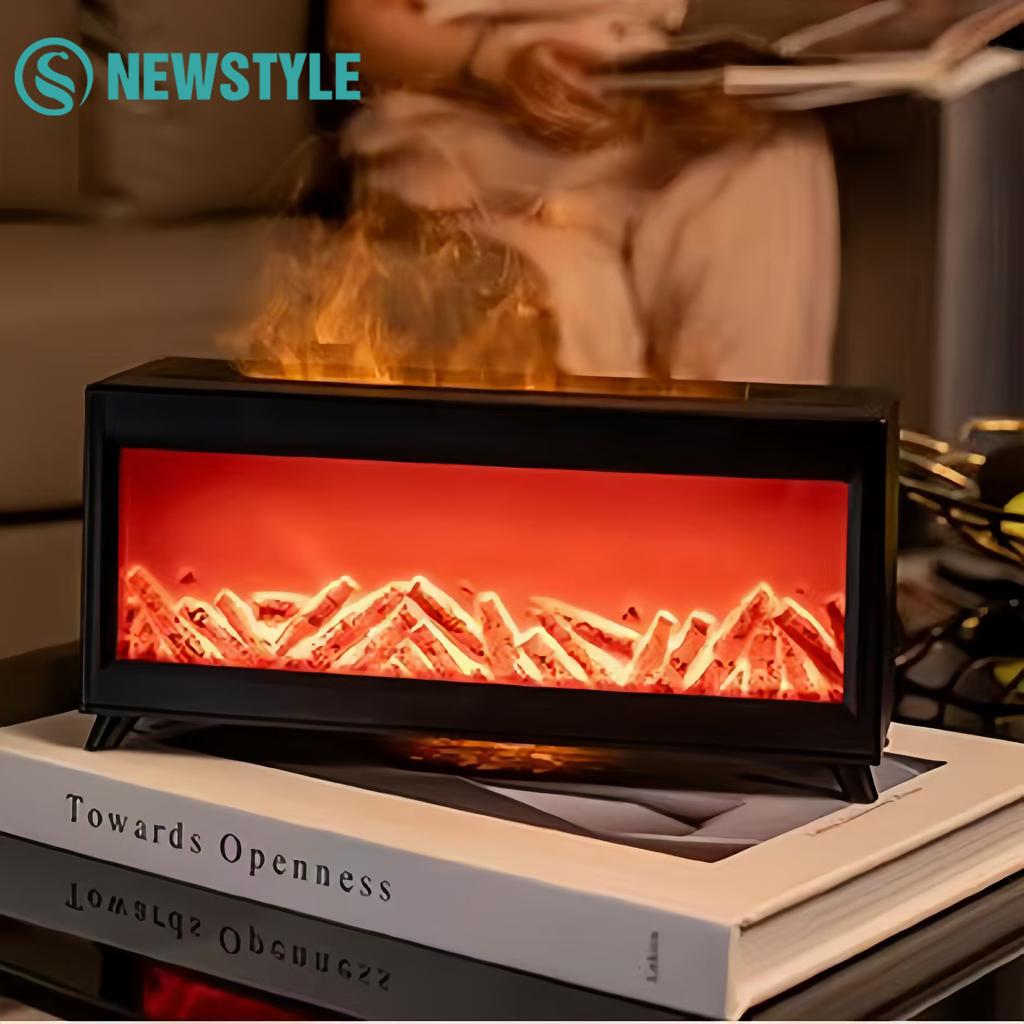 Fireplaces Flame Essential Oils Diffuser Home Air Humidifier EU US Plug with Colorful Night Lights Stress Relief Aroma Diffuser