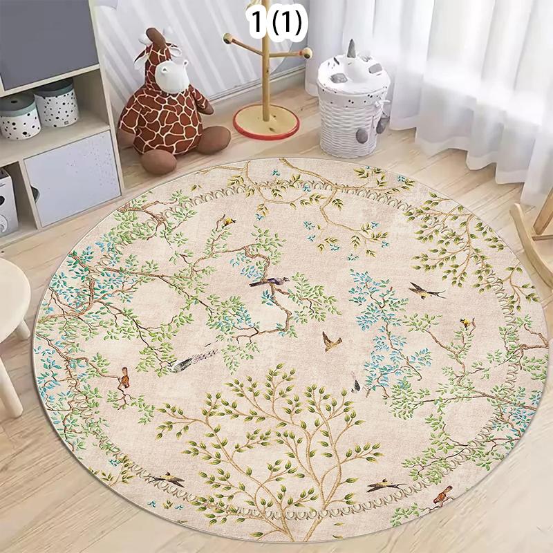 

Vintage Botanical Tree and Bird Pattern Round Area Rug Soft Non-Slip Decorative Carpet for Living Room Bedroom Modern Home Rug 80cm x 80cm