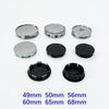 4 pezzi 68mm 65mm 60nmm 56mm 50mm 49mm 48mm Nero Cromo Argento Base Vuota Coprimozzo per Modifica Auto Universale Senza Logo Coprimozzo