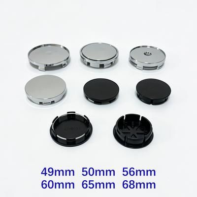 4 pezzi 68mm 65mm 60nmm 56mm 50mm 49mm 48mm Nero Cromo Argento Base Vuota Coprimozzo per Modifica Auto Universale Senza Logo Coprimozzo