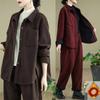 Middle-aged Mother Autumn and Winter Plus Velvet Jacket Western Style Sportswear Suit Corduroy Two-piece Suit
