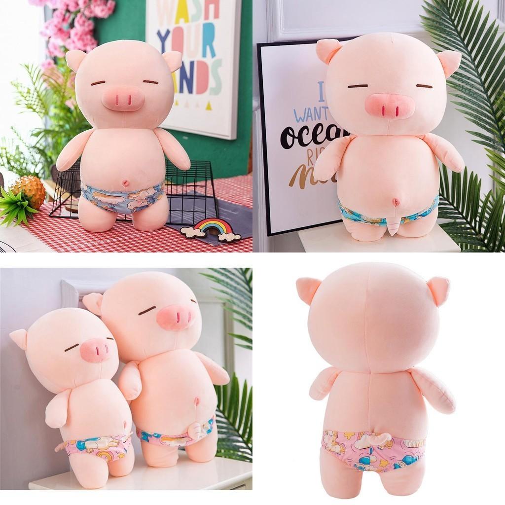Fluffy And Furry Pig Stuffed Animal Fill Material Of Down Cotton Available In Pink And Light Blue