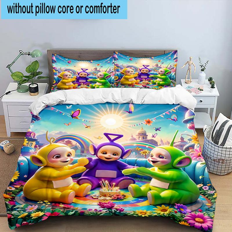 3PCS Teletu-bbies Celebrate Pride 3pcs Bedding,Including 3PCS Duvet Cover And 2pcs Pillowcases Perfect for Christmas,Ideal for Bedroom, Dormitory