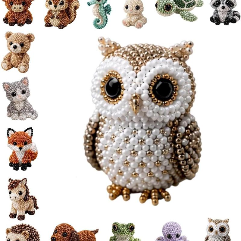 Cute Diy Handmade Colorful Beaded Animal Figurines Material Kit Perfect For Home Desktop Decor Ideal Gifts For Craft Lovers