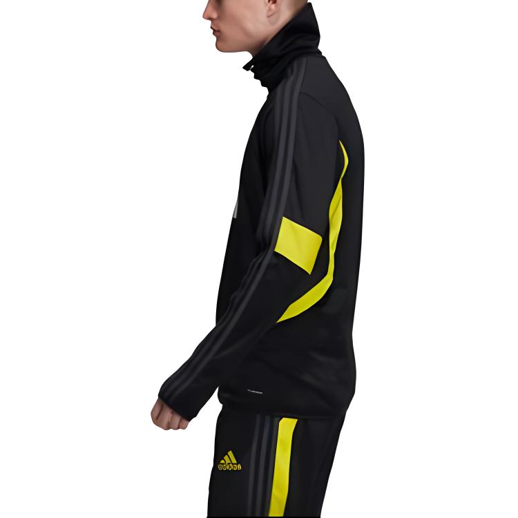 Adidas Logo Letter Print High Neck Fleece Thumb Hole Training Long Sleeve Football Shirt Men Tops Black DX9032