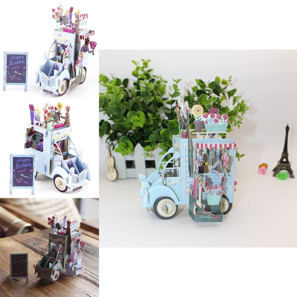 Unique Paper Craft Birthday Car Card With Printing And Folding For Party Decor