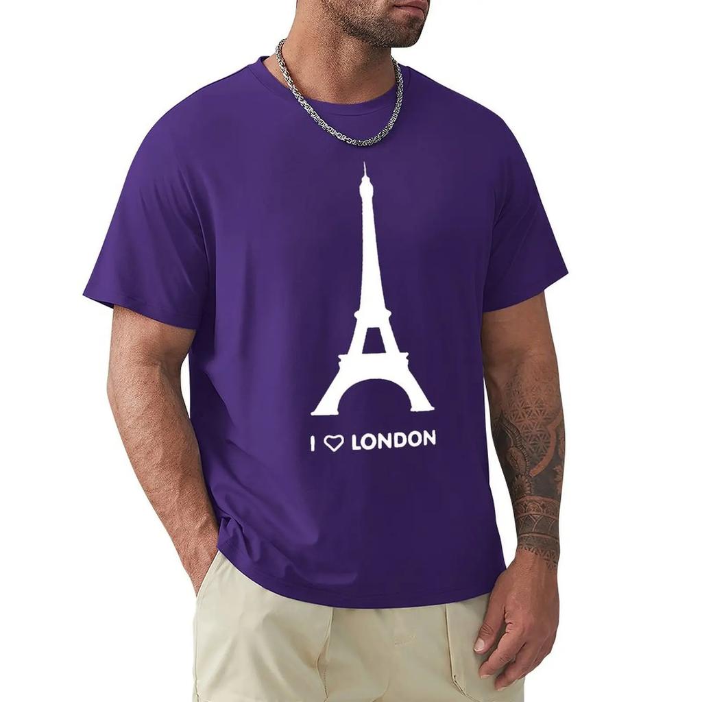 I Love London Eiffel Tower Funny Design T Shirt Harajuku Short Sleeve T-shirt 100% Cotton Graphics Tshirt Tops