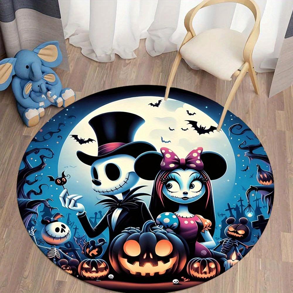 1pc The Nightmare Before Christmas Round Area Rug , Playroom Bedroom Living Room Indoor Decor Rug , Perfect for Leisure Areas , Bedside , Cl