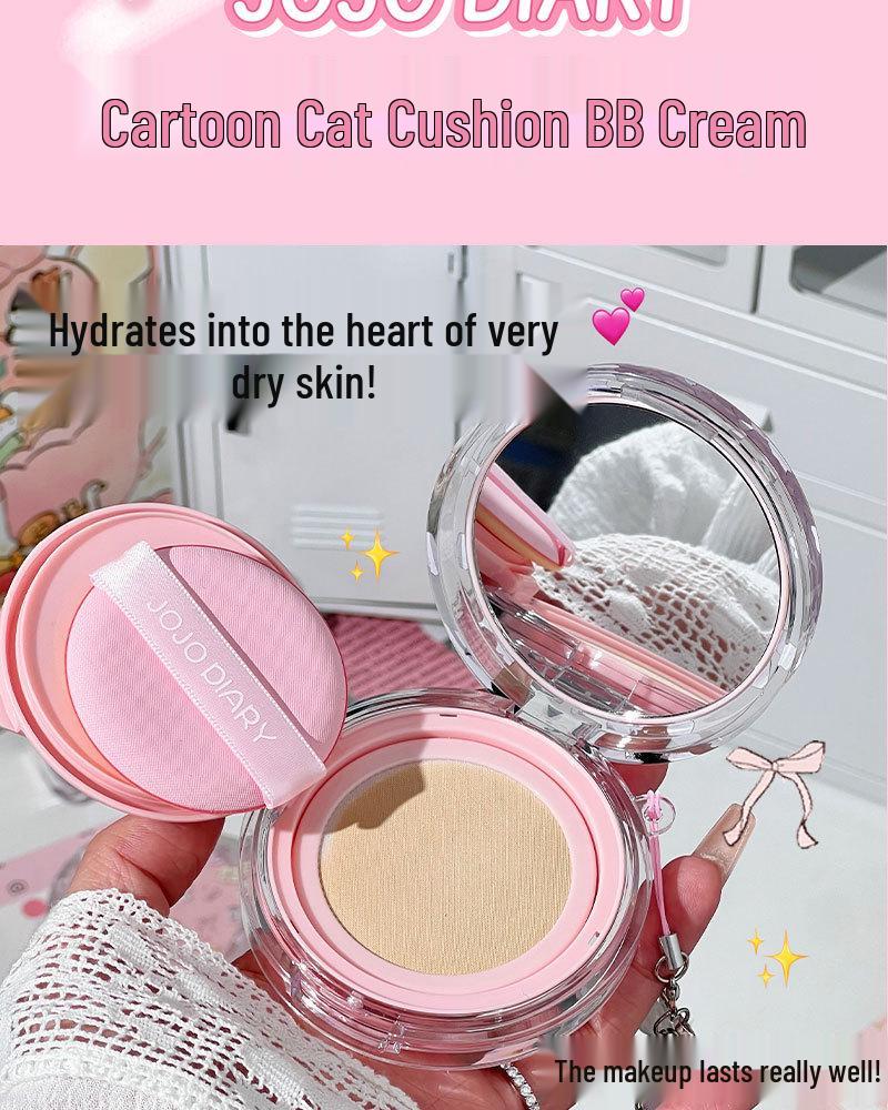 Jiujiu Diary Cat Long-lasting Hydrating BB Cushion Cream - Lightweight, Brightening, Creamy, Durable Makeup.