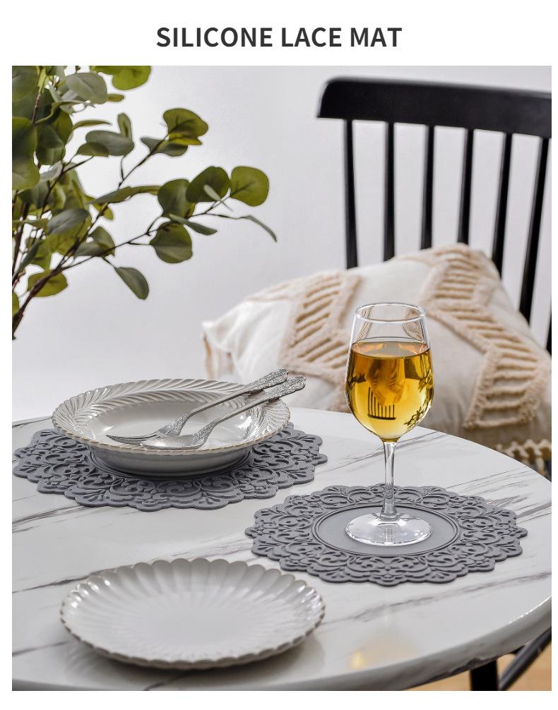 Nordic Silicone Embossed Lace Heat-Resistant Mat - Placemat, Teacup, Bowl, Pot, and Dinner Plate Accessory