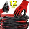 12 Pcs Heavy Duty Polyester Work Gloves with Latex Coated Palms, Non-Slip Breathable Fishing and Gardening Gloves for Outdoor Tasks