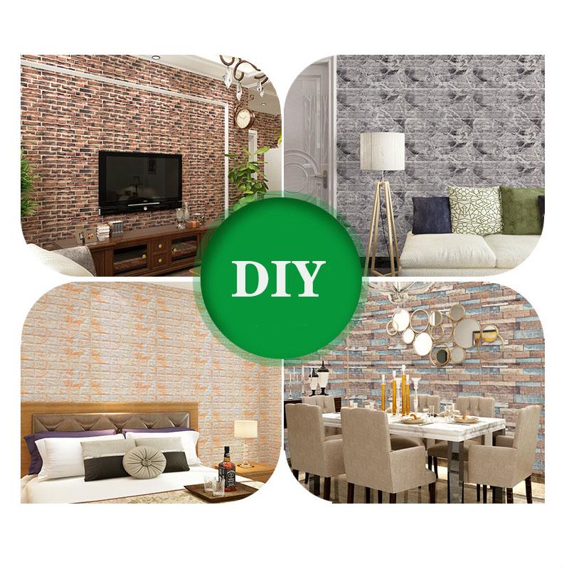 70*77cm 3D Wasserdicht Selbstklebend Extra Dick XPE Schaum Retro Ziegelmuster Antikollisions-Tapete Wohnzimmer Schlafzimmer Kinderzimmer Dekor