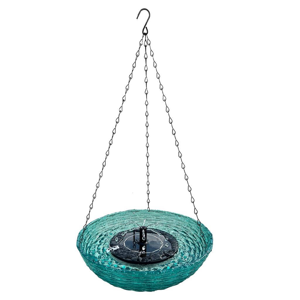 Fontaine Solaire Baignoire pour Oiseaux Suspendue Mangeoire pour la Faune Baignoire Solaire avec Pompe à Eau pour Jardin Extérieur Cour Patio Pelouse