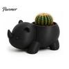 Easy Clean Small Flower Pot Cute Rhinoceros Planter, 3D Printed Rhino Pot, Decorative Animal Shape Planter Plant for Succulents Cactus Houseplants