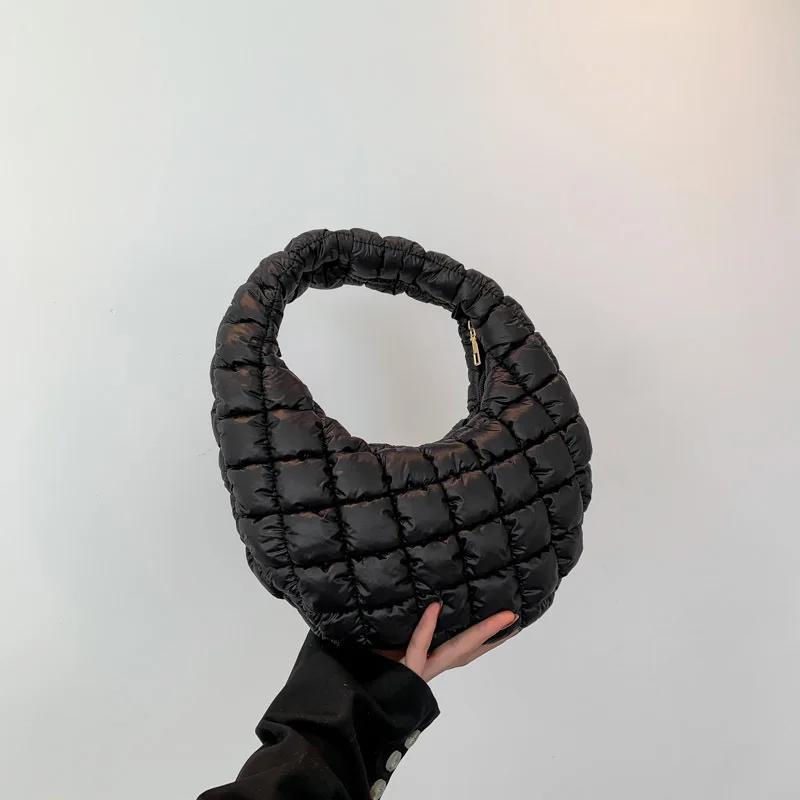 Quilted Embroidered Thread Women's Bag Pleated Cloud Mini Handbags Down Padded Lightweight Clutch Bag Cotton Small Shoulder Bags