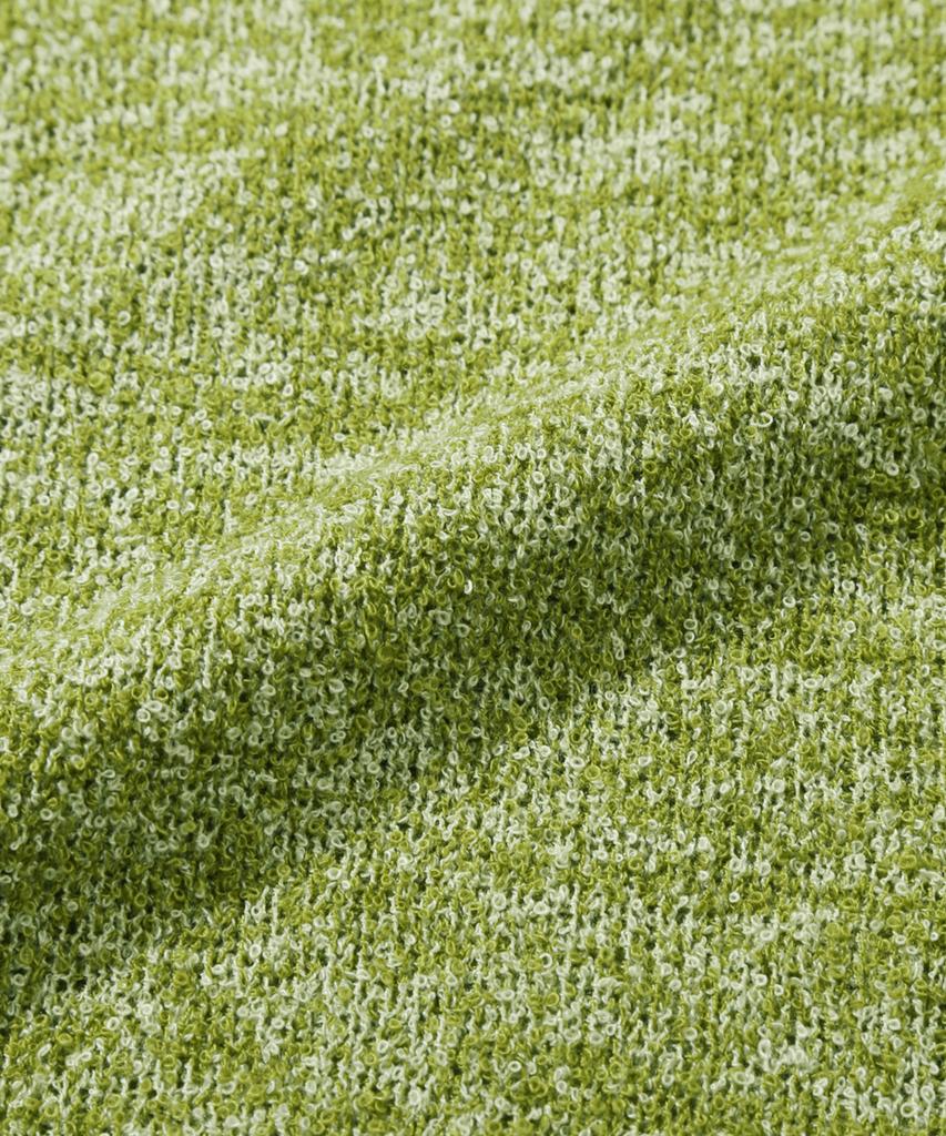TRILLION Washable Boucle Collar Short Sleeve Knit (Melange Green)