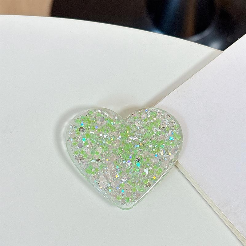Korean Rhinestone Heart Shape Phone Holder with Magnetic Glitter Finger Ring