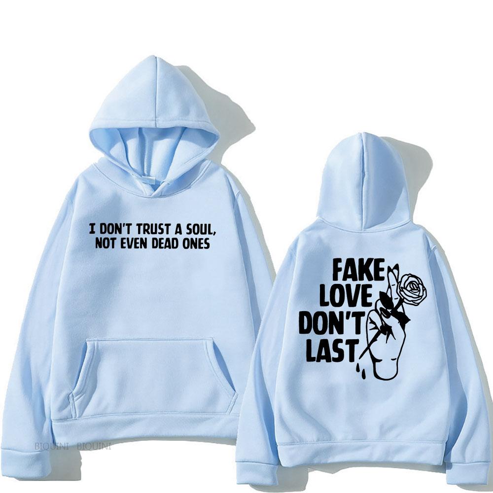 Fake Love Don't Last Hoodies Rapper Mgk Machine Gun Kelly Sweatshirts for Men/Women Hip Hop Graphic Printing Pullovers Hooded
