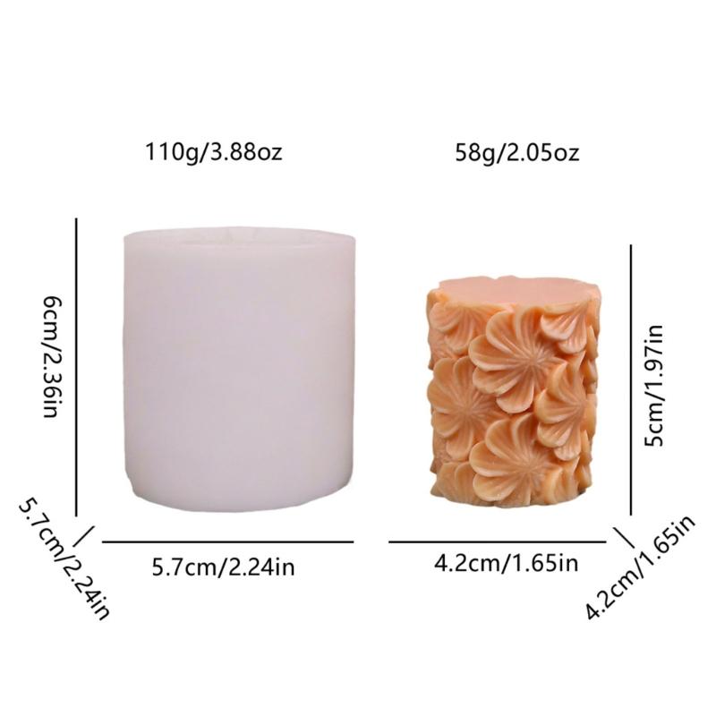 Embossed Flower Cylinder Silicone Molds for Epoxy Resin Candle Soap Home Decoration Chocolate Fondant Silicone Molds