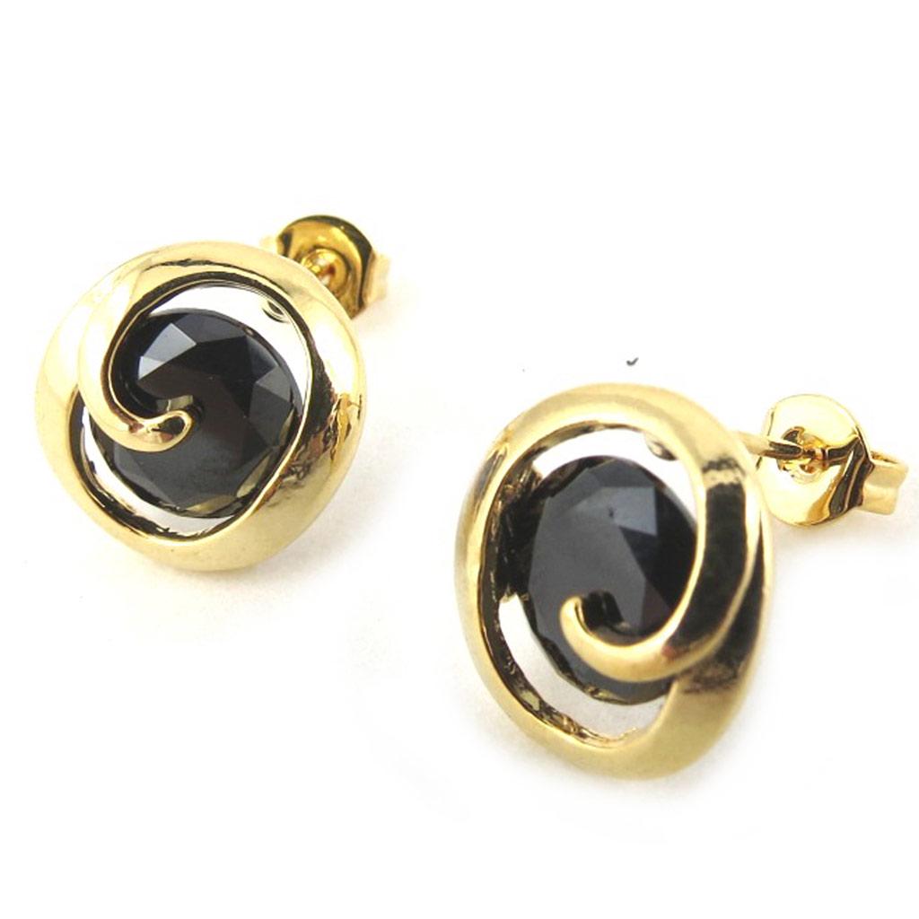 Les Trésors De Lily [N0256] - Designové náušnice 'Sissi' v černé a zlaté barvě