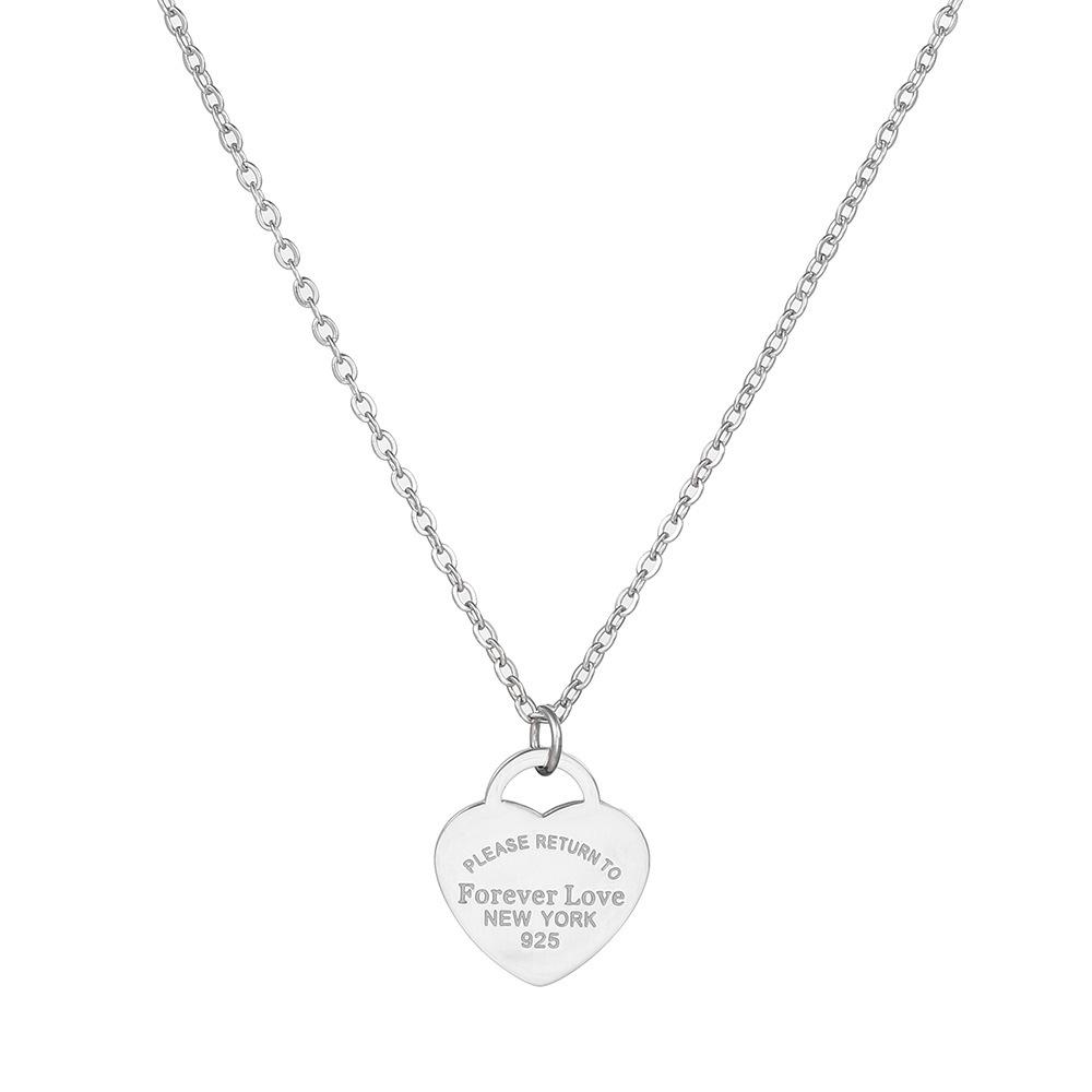 Europese en Amerikaanse Forever Love Liefde Hanger Damesmode Titanium Staal Perzik Hart Sleutelbeen Ketting