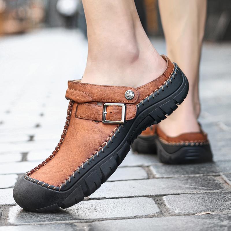 Kožené Muži Vodní Plážové sandály Léto Venkovní Ležérní Sportovní sandály s uzavřenou špičkou Protiskluzové Měkké Turistické Brodící tenisky