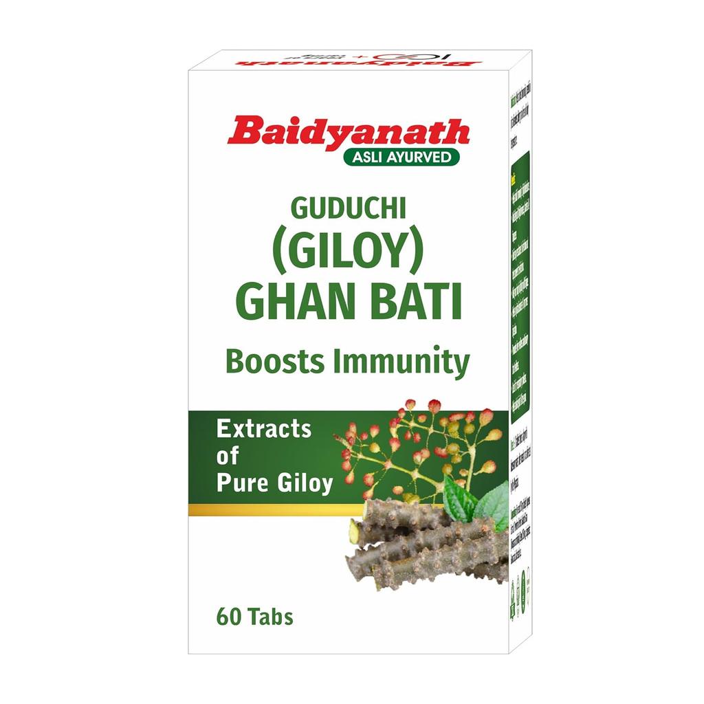 Baidyanath Guduchi Giloy Ghan Bati Tablets 60 Nos Pack Ayurvedic Immunity Booster Giloy Tablets for Wellness