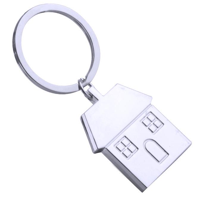 Portachiavi in Metallo a Forma di Casa Personalizzato per Regali Promozionali Immobiliari - Personalizzabile con Nome e Logo Incisi al Laser