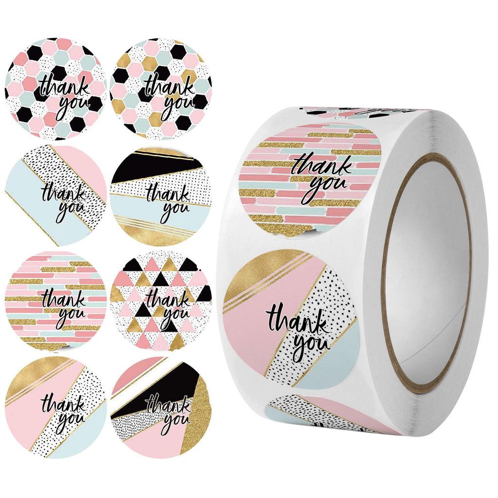 500 Self-Adhesive Thank You, Dessert, Cake, & Baking Stickers - Cartoon & Floral Styles for Children & Wedding Rewards