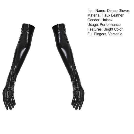 1 pár Vysoce elastické jednobarevné taneční rukavice Lesklá umělá kůže Dlouhé rukavice pro jevištní vystoupení Cosplay doplňky