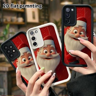 Phone Case: 2D Flat Samsung Galaxy A34 A35 M05 M06 S20 S22 S21 FE Plus 5G Stepped Protective Case, Matte Red Background, Christmas and Halloween Gift