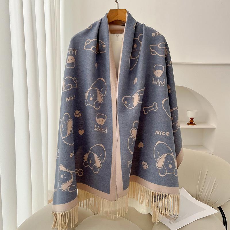 Luxury Brand Cashmere Women Animal Scarf Winter Warm Shawl and Wrap Bandana Pashmina Female Foulard Square Thick Blanket Poncho