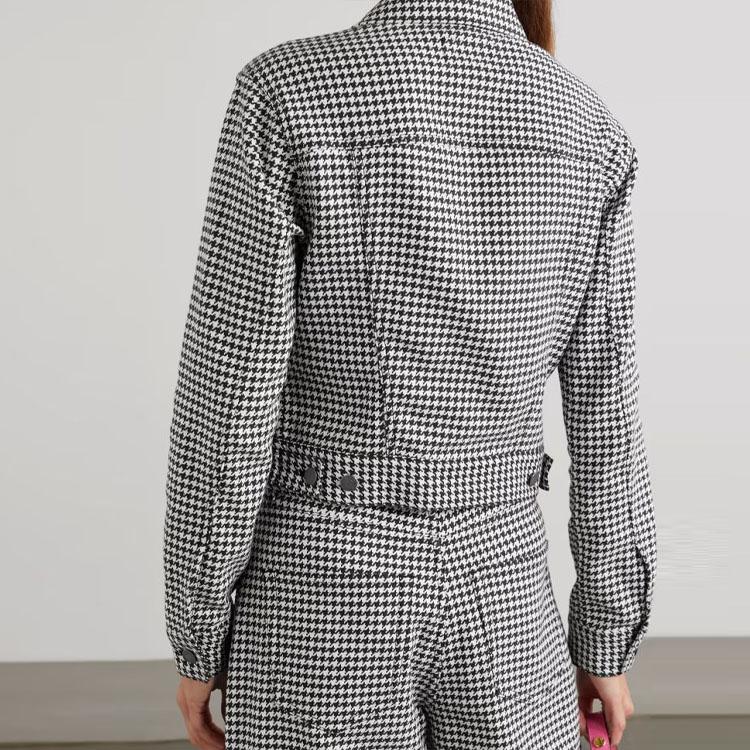 Polo Ralph Lauren Houndstooth Pattern Printed Casual Long Sleeve Jacket Women jackets Black 211880946-001