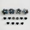 Rhinestone Detachable Shoe Charms 14Pcs Black Ink Flower Heart Design DIY Decor for Clogs Backpacks Daily Use