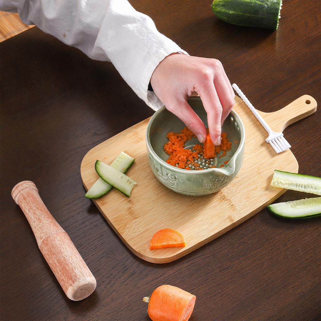 2-in-1 Pottery Spice Stripper Bowls Kitchen Spices Leaf Stripping Tool Handmade Pottery Stripper Bowl for Garlic Chocolate Etc