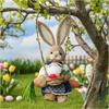 Easter Bunny on Swing Handmade Woven Grass Rabbit Creative Figurine Home Decor Hanging Ornament Forest Theme Gift Souvenir