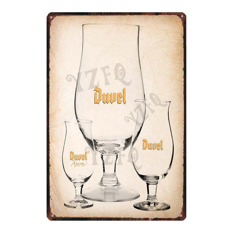 YZFQ Belgické Pivo Duvel Plechové Kovové Značky Deska Vintage Hudební Bar Restaurace Domov Pánská Jeskyně Dekor Nástěnné Samolepky DU-7713B