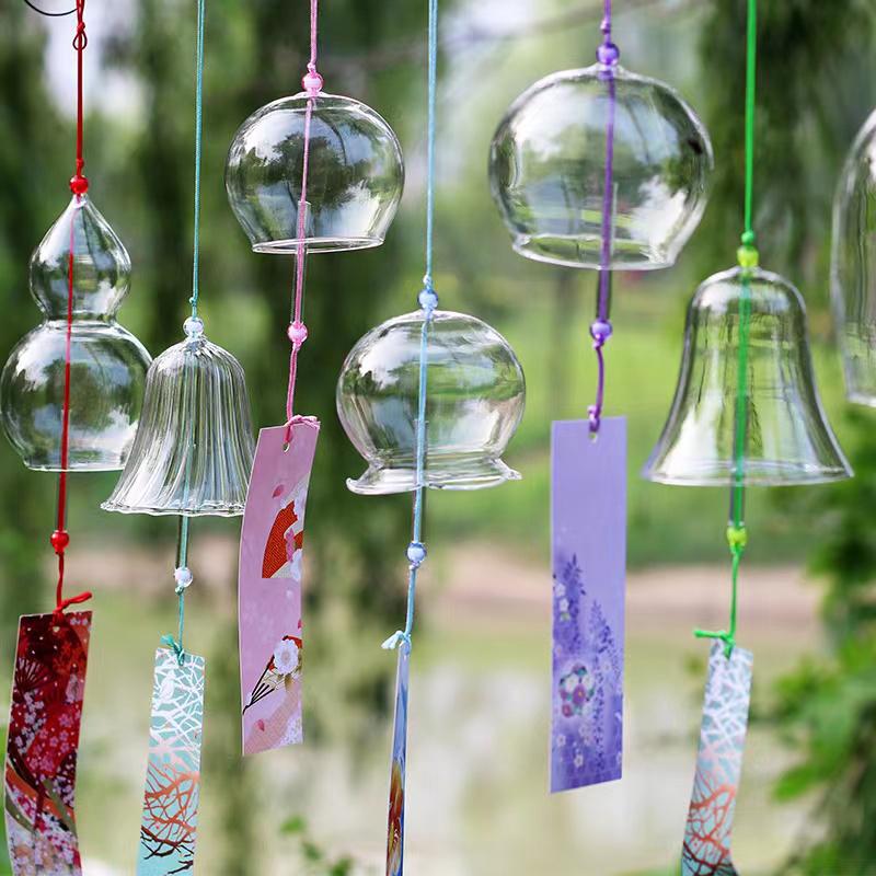 Japanese Wind Chime Handmade Sakura Wind Chimes Garden Decoration Outdoor Glass Furin Wall Hanging Home Decor Small Wind Bells