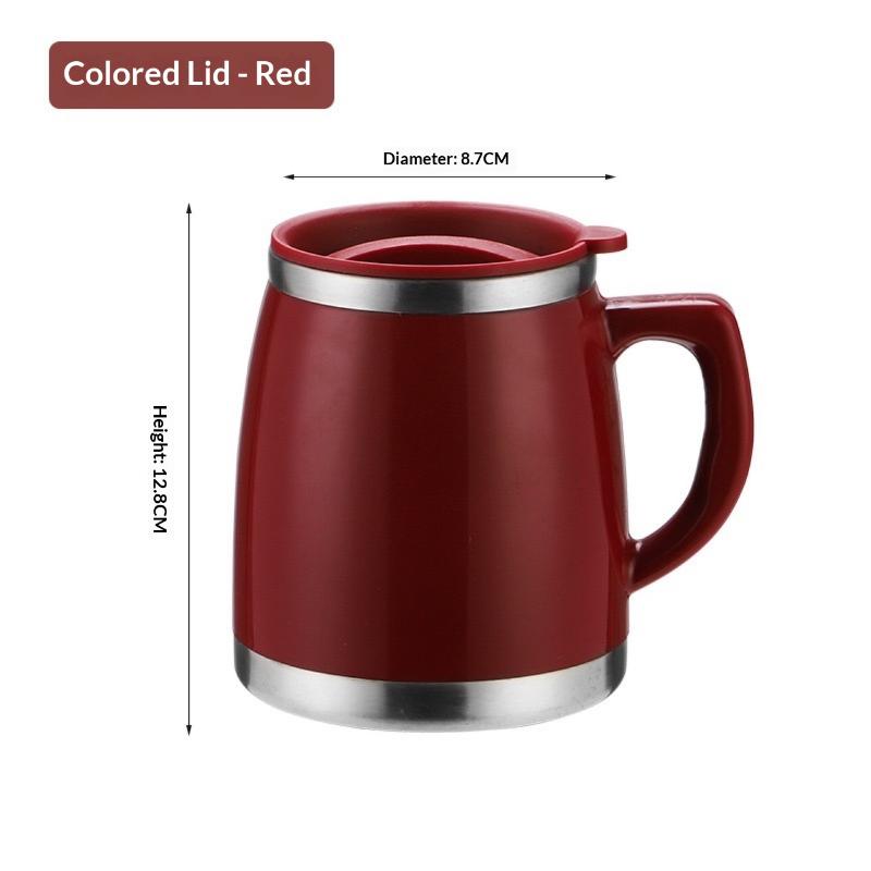 

500Ml Stainless Steel Vacuum Insulated Coffee Cup With Lid, Dual Wall Cold Hot Drink Thermos,Home Use,Durable & Leakproof Design красный