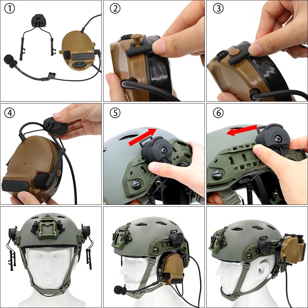 Taktiskt COMTAC I II III IV Jakt Ljudreducering Skytte Headset Militär Adapter ARC Hjälmskena OPS-CORE Fäste