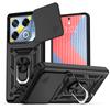 KEYSION Shockproof Armor Case for Infinix GT 20 Pro 5G Slide Camera Lens Protection Ring Stand Phone Cover for Infinix GT 20 Pro