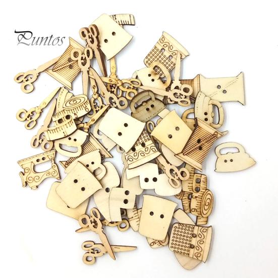 Tool 50pcs Sewing Cute Shape Wooden Buttons Diy Needlework Scrapbooking Craft
