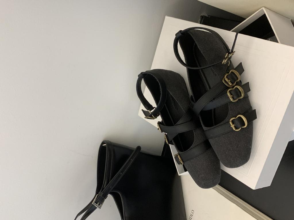 ~ Flat-soled Women's Single Shoes Pointed Spring New Fairy Retro Ladyshoes Black Versatile Flat Heel Light Mouth Soft Sole Grandma