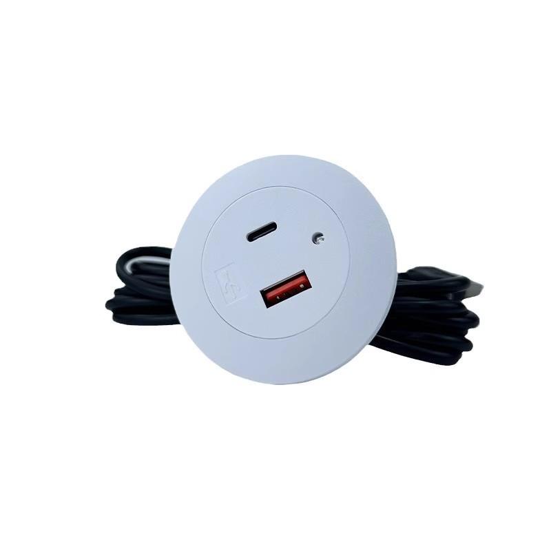 Multifunctional 2.0A 5V USB Type C Embedded Charger Furniture Desktop Power Socket for Sofa Home Office Use