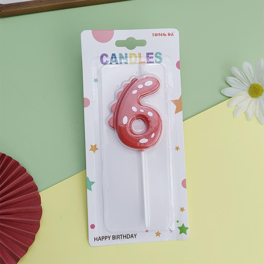 Colorful Dinosaur Number Birthday Candles for Kids' Party Cake Decorations