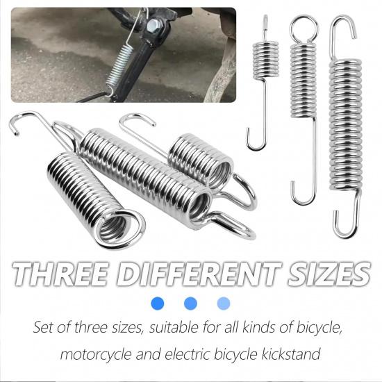 6PCS Motorcycle Kickstand Springs,Antirust Stand Side Kickstand Spring Replacement for Enhanced Stabilizing Support,3 Size Motorcycle Parts of Bike